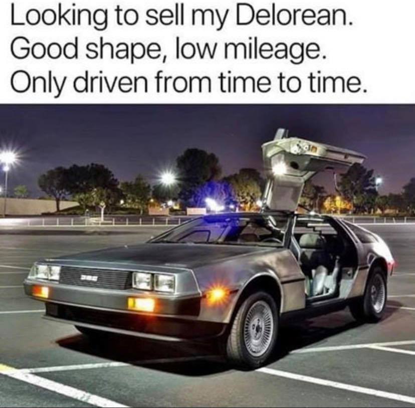 delorean memes - Looking to sell my Delorean. Good shape, low mileage. Only driven from time to time.