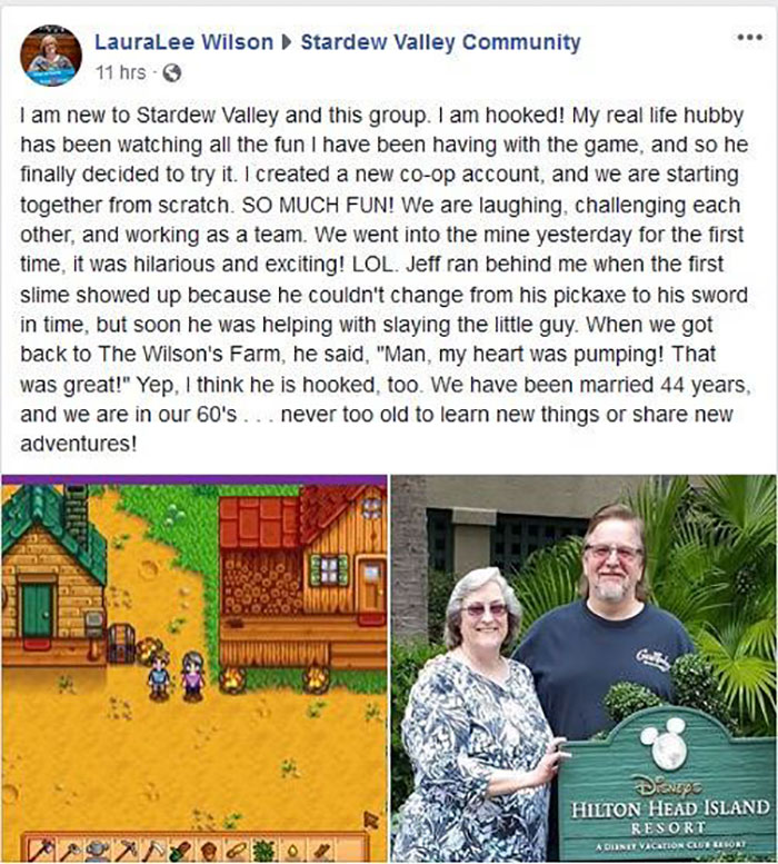 brochure - LauraLee Wilson Stardew Valley Community 11 hrs. I am new to Stardew Valley and this group. I am hooked! My real life hubby has been watching all the fun I have been having with the game, and so he finally decided to try it. I created a new coo