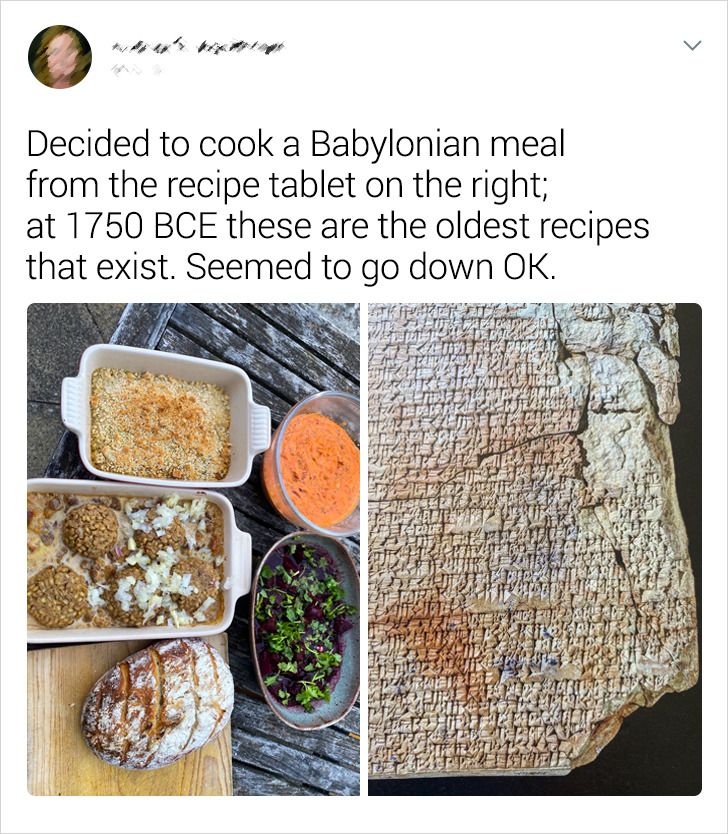 meal - Decided to cook a Babylonian meal from the recipe tablet on the right; at 1750 Bce these are the oldest recipes that exist. Seemed to go down Ok. 02