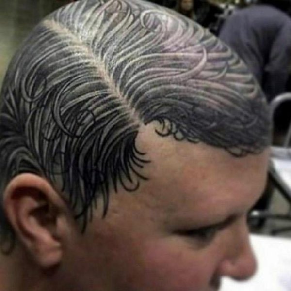 tattoo of hair on head
