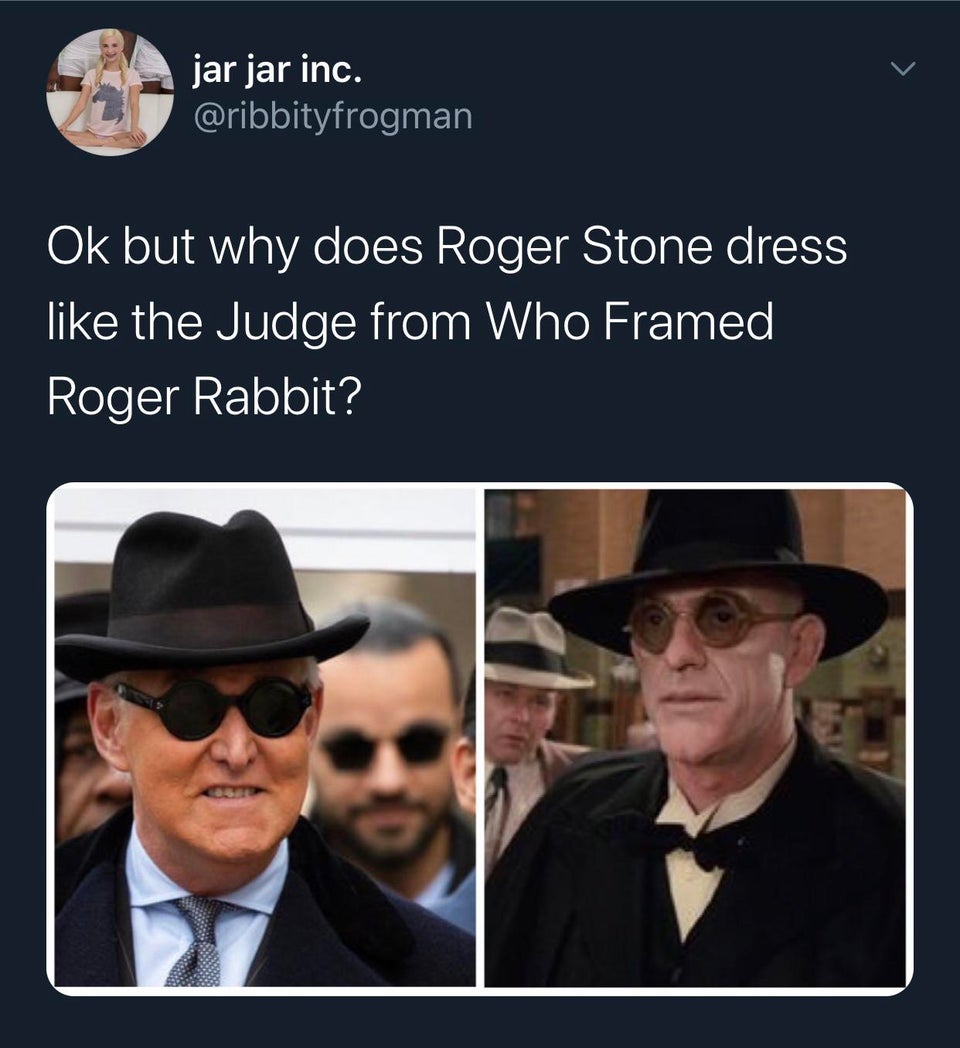 photo caption - jar jar inc. Ok but why does Roger Stone dress the Judge from Who Framed Roger Rabbit?