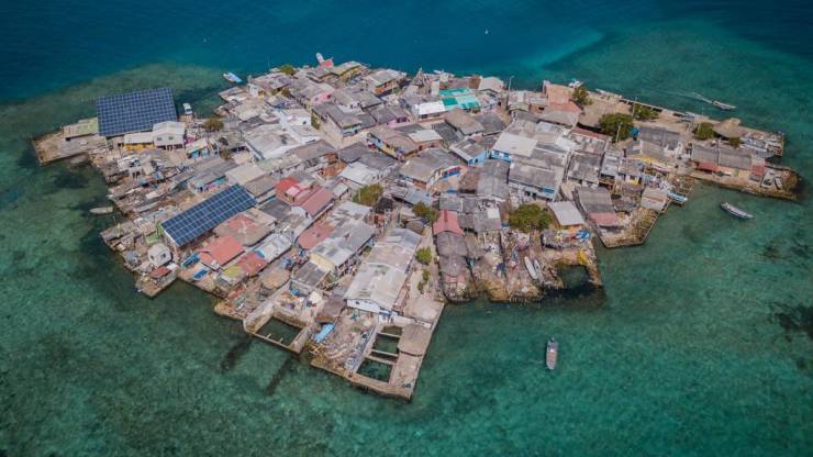 “Santa Cruz del Islote in the Archipelago of San Bernardo off the coast of Colombia is only about two acres big, but 500 people live there in just 155 houses. It's the most densely populated island in the world.”