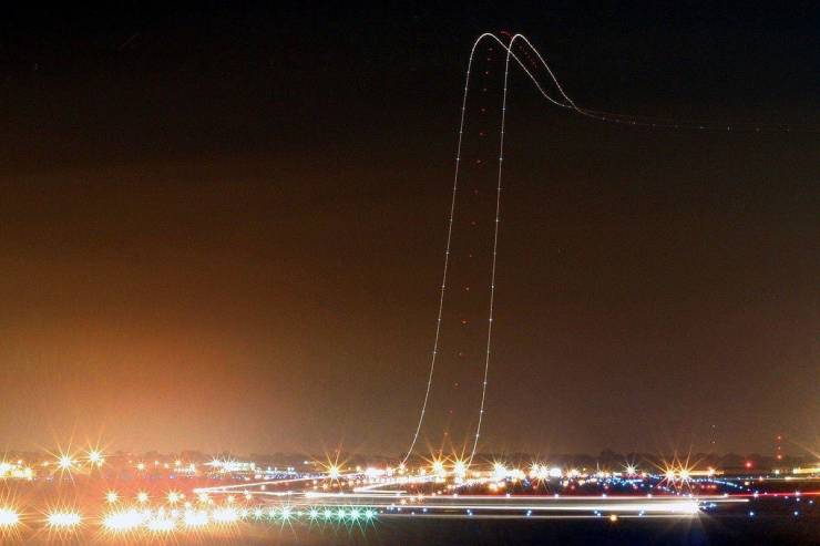 long exposure plane takeoff