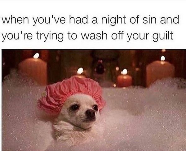 zodiac signs memes - when you've had a night of sin and you're trying to wash off your guilt