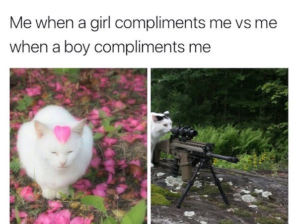 girls compliment me vs when boys - Me when a girl compliments me vs me when a boy compliments me