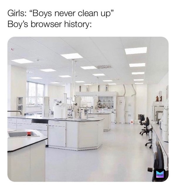 empty lab - Girls "Boys never clean up" Boy's browser history Hehes