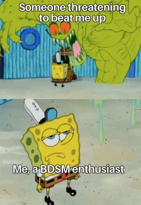 spongebob sex memes - Someone threatening to beat me up 00 Me, a Bdsm enthusiast