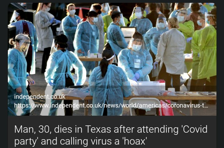 arizona coronavirus - independent.co.uk ... Man, 30, dies in Texas after attending 'Covid party' and calling virus a 'hoax'