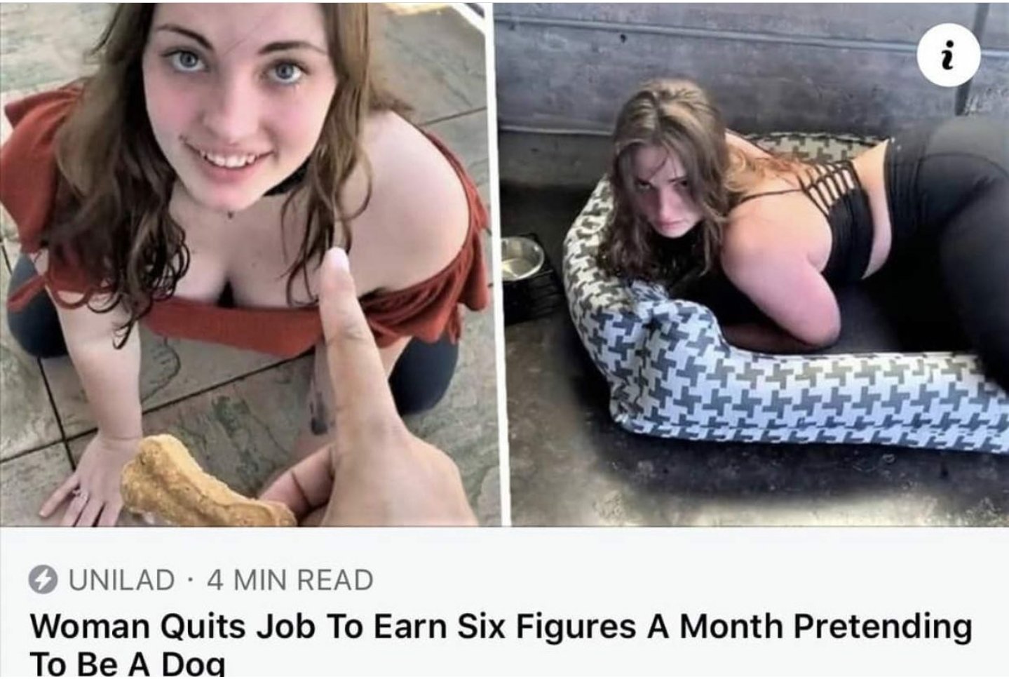 girl - Unilad 4 Min Read Woman Quits Job To Earn Six Figures A Month Pretending To Be A Dog