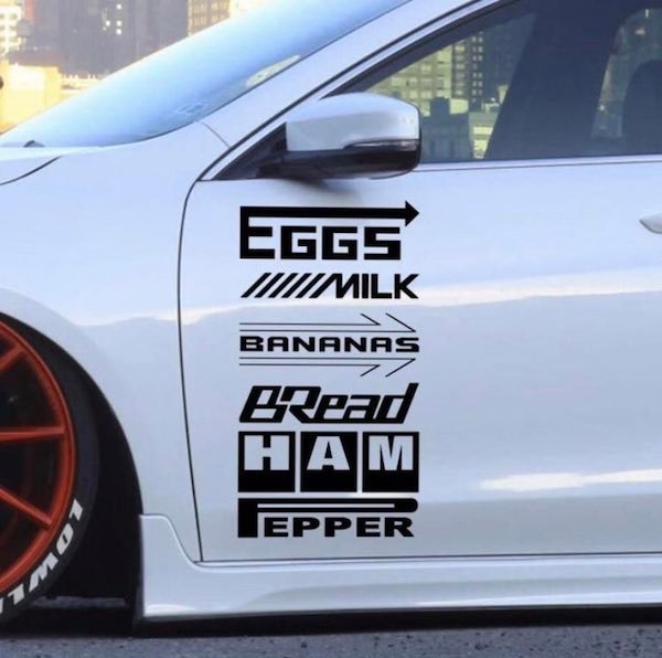 car stickers - Eggs Mimilk Bananas ARead Ham Epper