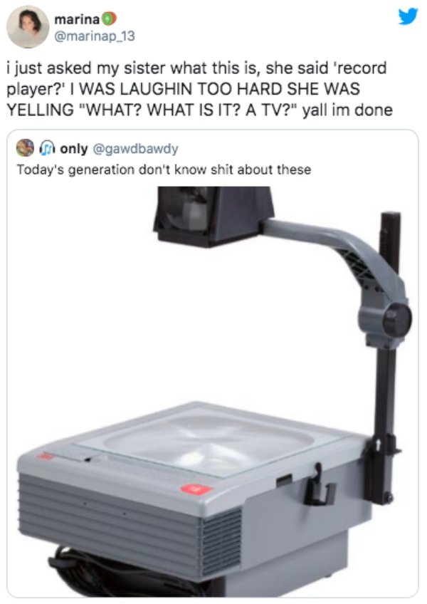 3m overhead projector - marina 13 i just asked my sister what this is, she said 'record player?' I Was Laughin Too Hard She Was Yelling "What? What Is It? A Tv?" yall im done only Today's generation don't know shit about these