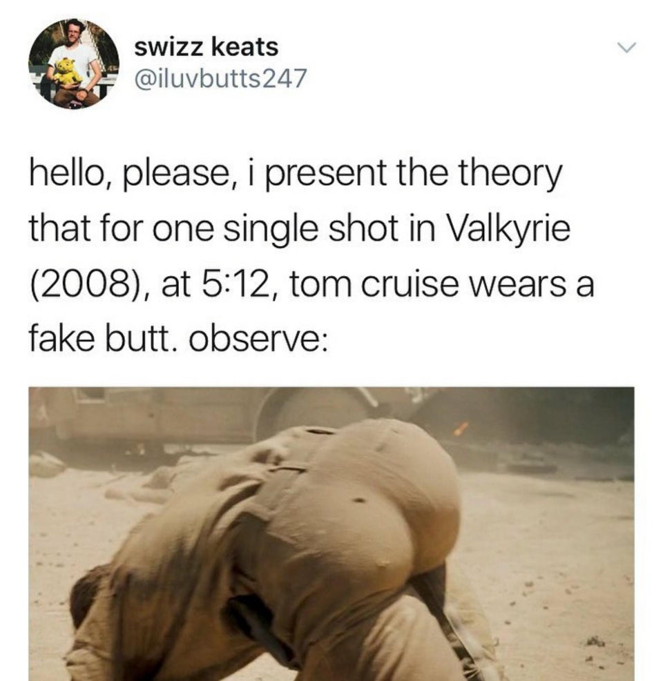 badass actor - swizz keats 247 hello, please, i present the theory that for one single shot in Valkyrie 2008, at , tom cruise wears a fake butt. observe
