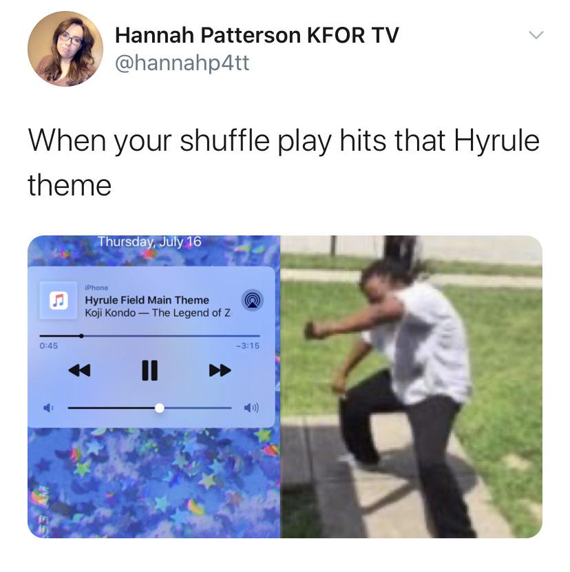 yo pass the aux cord memes - v Hannah Patterson Kfor Tv When your shuffle play hits that Hyrule theme Thursday, July 16 iPhone Hyrule Field Main Theme Koji Kondo The Legend of Z