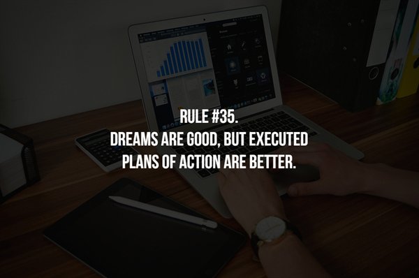 electronics - Rule . Dreams Are Good, But Executed Plans Of Action Are Better.