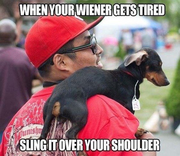 funny memes - wiener memes - When Your Wiener Gets Tired punish Suing It Over Your Shoulder