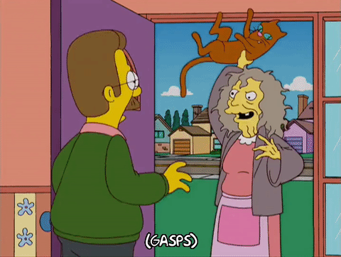 simpsons crazy cat lady gif - Gasps