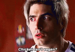 photo caption - Chicken isnt vegan?