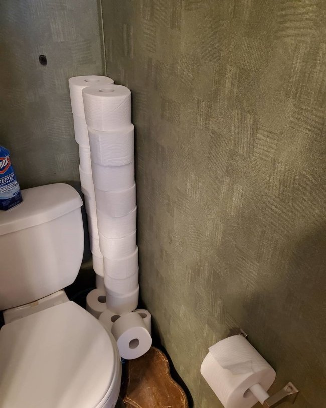 When you tell your husband to put up the toilet paper, you get this.