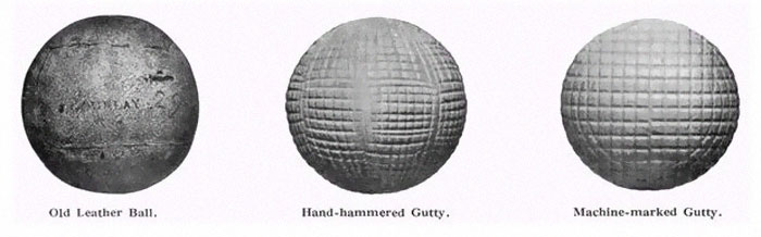 featherie - Verzay Old Leather Ball Handhammered Gutty. Machinemarked Gutty.