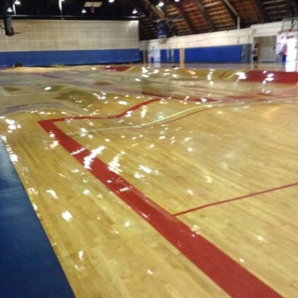 basketball court pipes burst