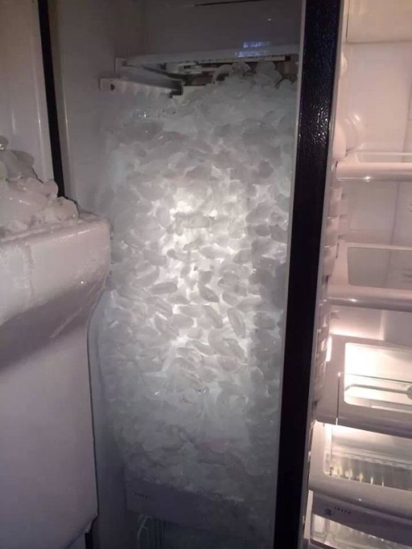 This is what happens when you take the ice tray out of a freezer with an automatic ice maker.