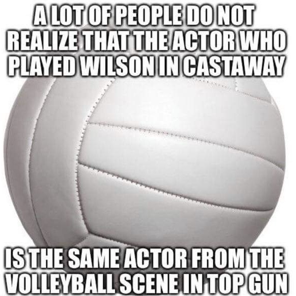 volleyball castaway meme - A Lot Of People Do Not Realize That The Actor Who Played Wilson In Castaway Is The Same Actor From The Volleyball Scene In Top Gun