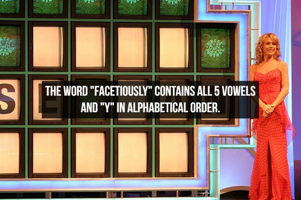 window - The Word "Facetiously" Contains All 5 Vowels And "Y" In Alphabetical Order.