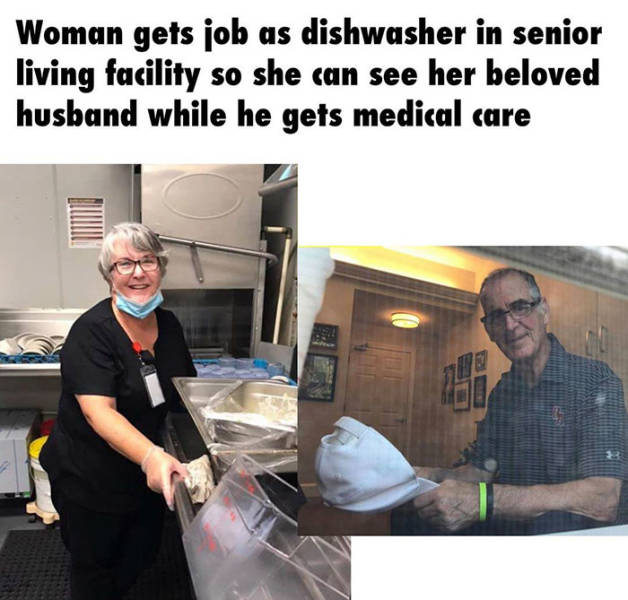 Nursing home - Woman gets job as dishwasher in senior living facility so she can see her beloved husband while he gets medical care