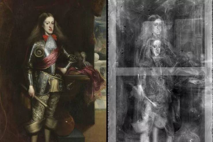 “X-ray scans of a painting of the young Charles II of Spain reveal that the artist painted over an earlier painting when Charles was a few years younger.”