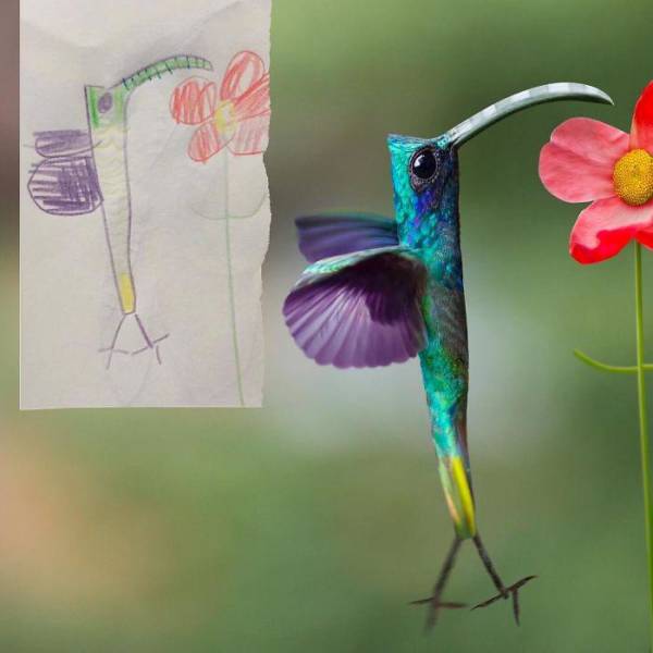 “Dad recreates kids’ drawings in photoshop.”