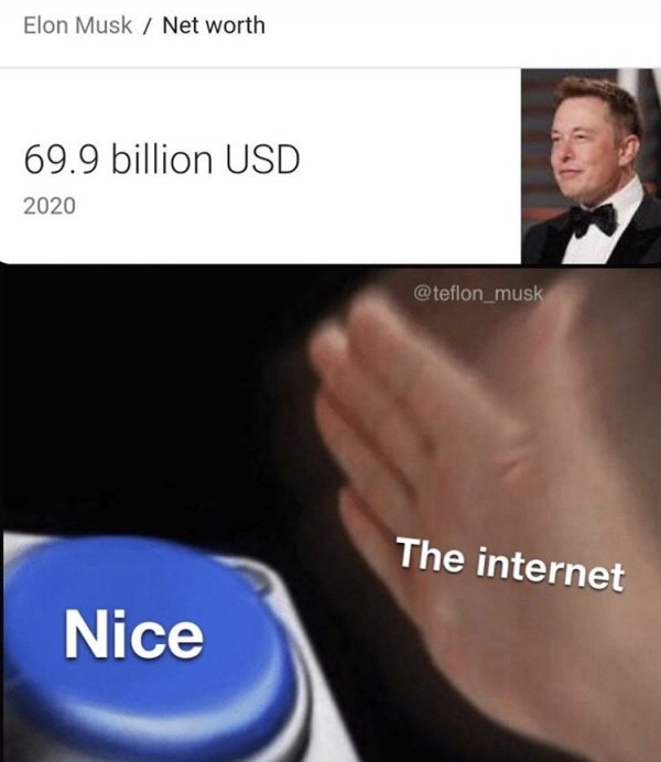 Elon Musk Net worth 69.9 billion Usd 2020 The internet Nice