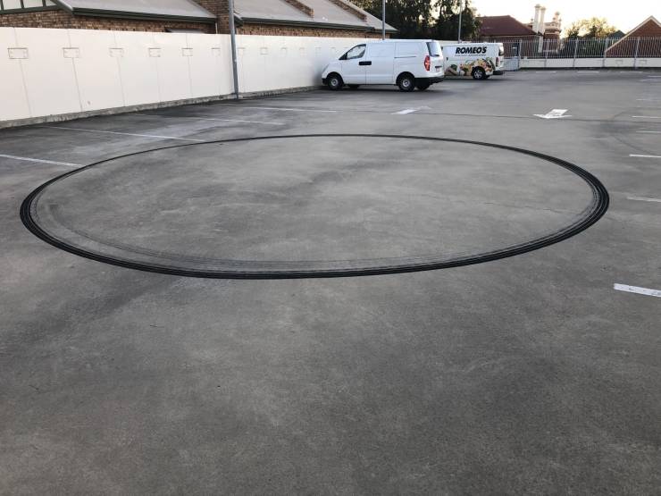 “Someone at my work did a perfect circle burnout.”