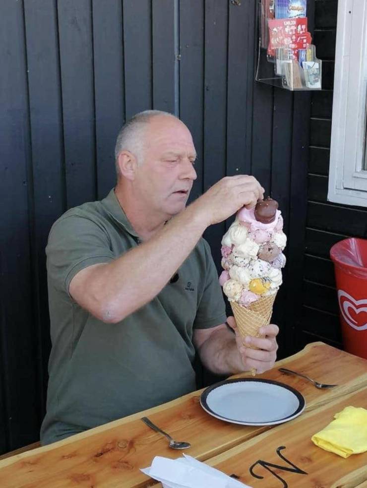 “Guy ate 56 scoopes of ice cream.”