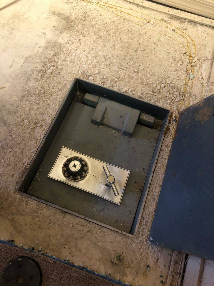 “My friend found this hidden safe while replacing his kitchen floor.”
