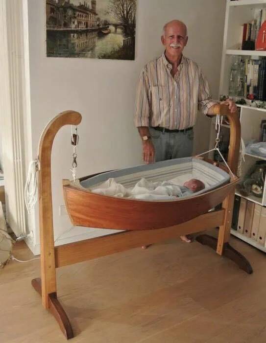 "This sweet grandfather crafted a custom cradle for his grandson"