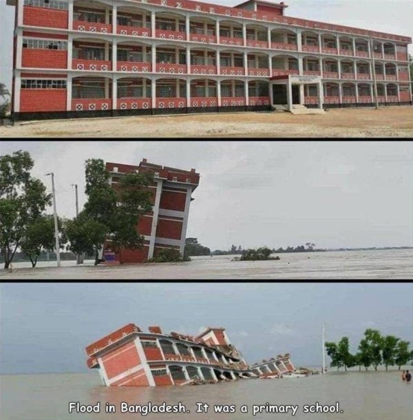 condominium - Flood in Bangladesh. It was a primary school.