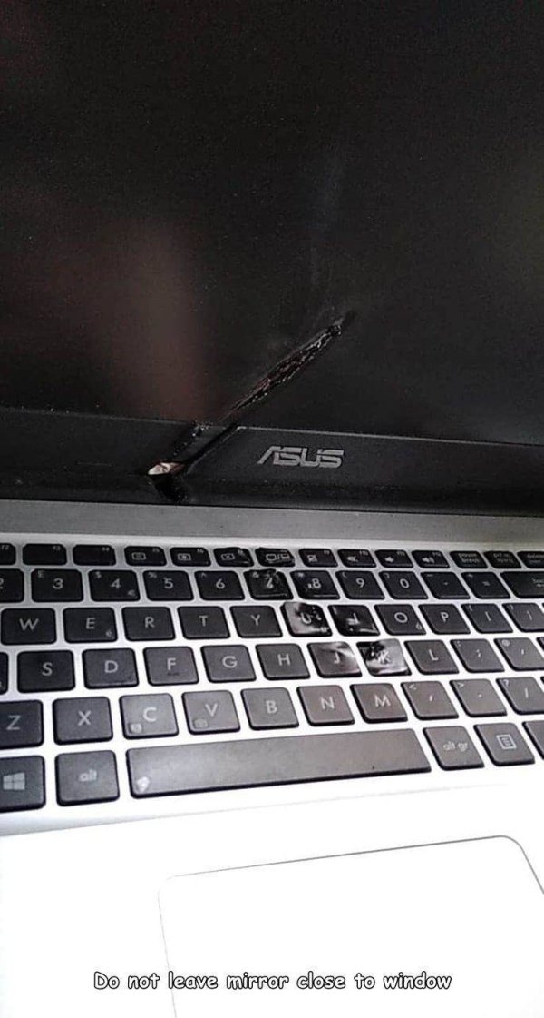 Asus Dia 3 4 5 6 2 18 9 0 W E P R T Y D F G S Ww H N B V C Z al Do not leave mirror close to window