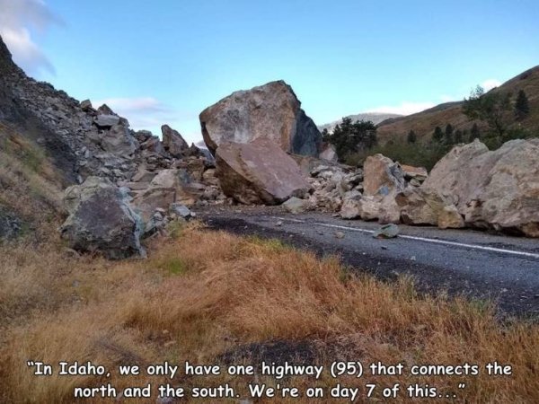 rock slide idaho - "In Idaho, we only have one highway 95 that connects the north and the south. We're on day 7 of this..."