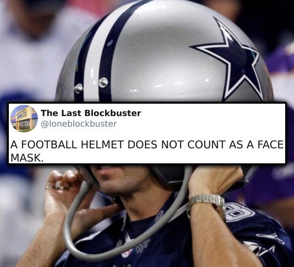 bicycle helmet - The Last Blockbuster A Football Helmet Does Not Count As A Face Mask. at