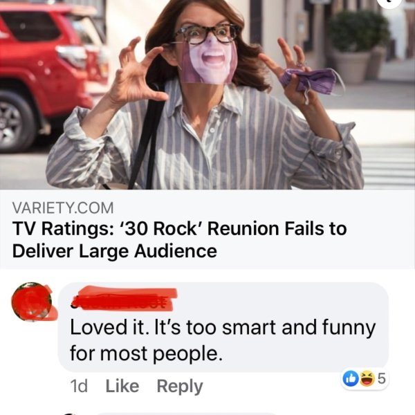 30 rock reunion - Variety.Com Tv Ratings '30 Rock' Reunion Fails to Deliver Large Audience Loved it. It's too smart and funny for most people. 1d 5