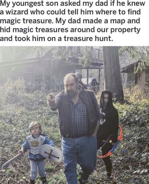 Children's Crusade - My youngest son asked my dad if he knew a wizard who could tell him where to find magic treasure. My dad made a map and hid magic treasures around our property and took him on a treasure hunt.