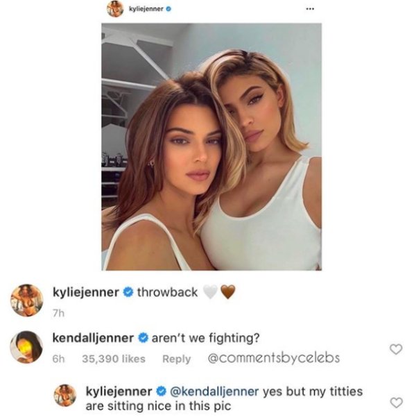 kyle and kendall jenner - skyliejenner kyliejenner throwback kendalljenner aren't we fighting? kyliejenner yes but my titties are sitting nice in this pic