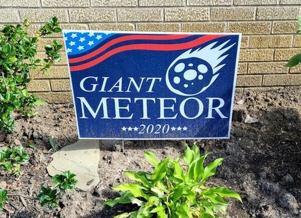 Giant Meteor 2020 election voting yard sign