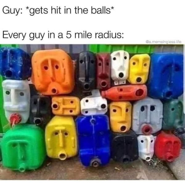 jerrycan art - Guy gets hit in the balls Every guy in a 5 mile radius