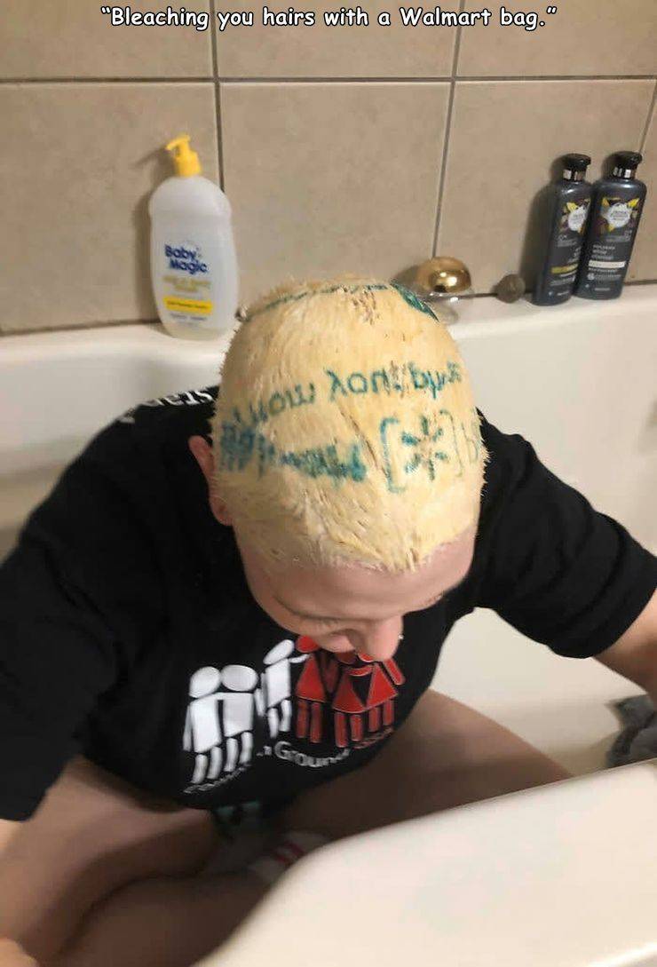 girl bleached hair with walmart bag - 14011 No, th "Bleaching you hairs with a Walmart bag. Baby