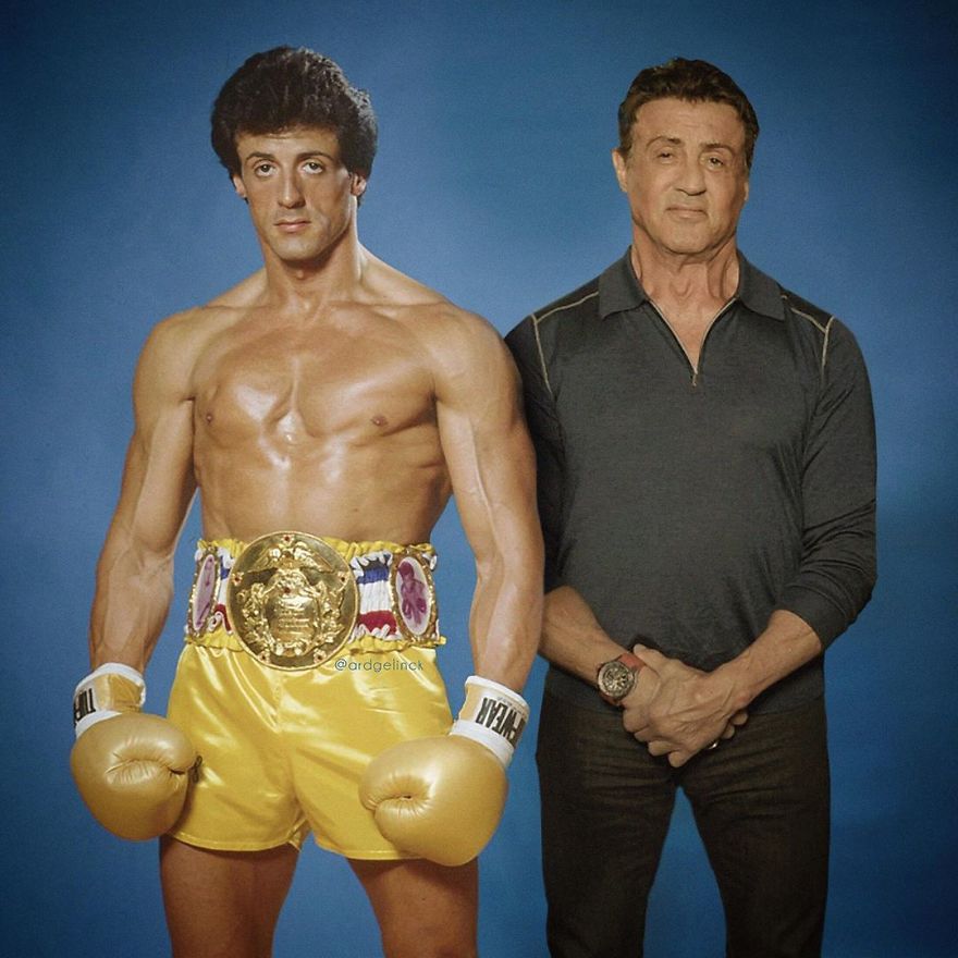 sylvester stallone with younger self