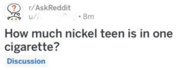 How much nickel teen is in one cigarette?
