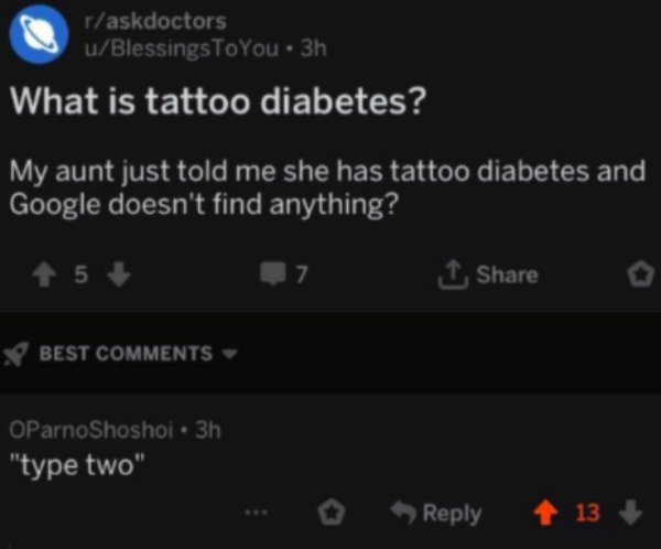 What is tattoo diabetes? My aunt just told me she has tattoo diabetes and Google doesn't find anything?