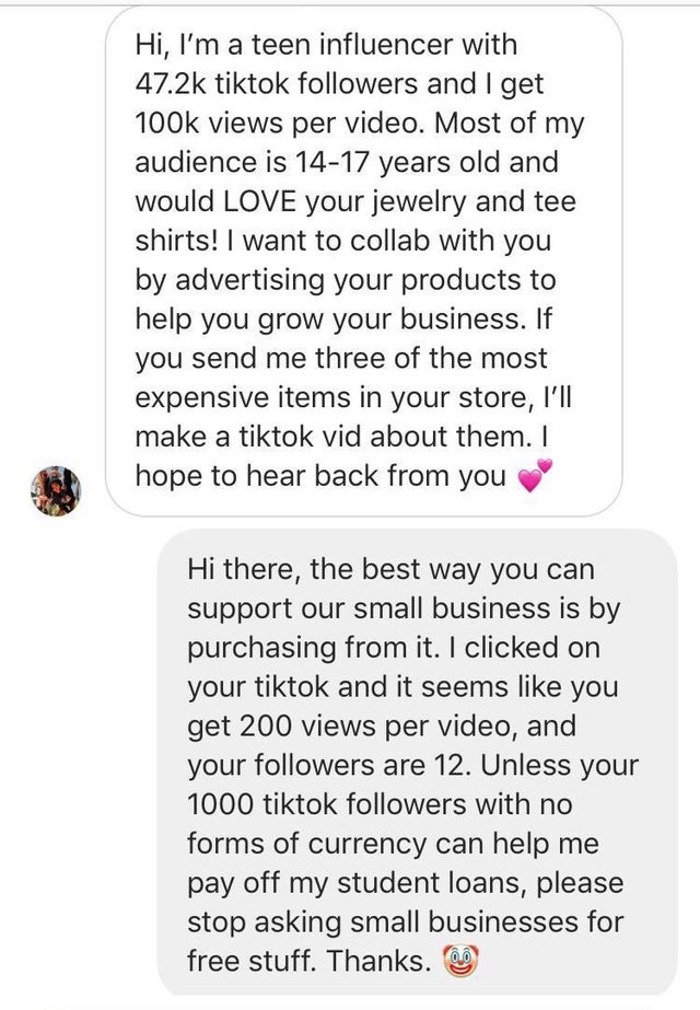 paper - Hi, I'm a teen influencer with tiktok ers and I get views per video. Most of my audience is 1417 years old and would Love your jewelry and tee shirts! I want to collab with you by advertising your products to help you grow your business. If you se
