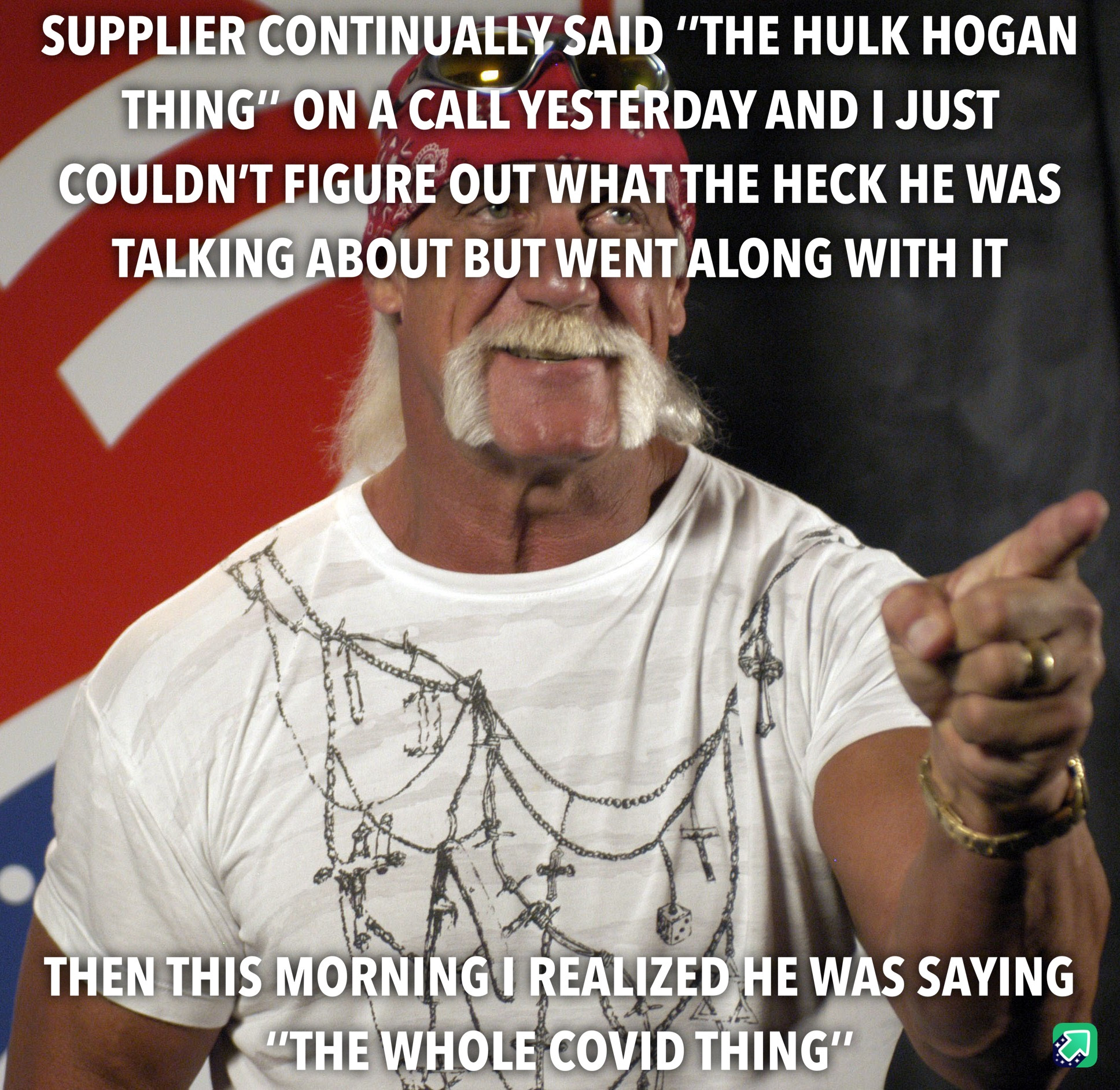 bring your own lunch meme - Supplier Continually Said "The Hulk Hogan Thing" On A Call Yesterday And I Just Couldn'T Figure Out What The Heck He Was Talking About But Went Along With It Then This Morning I Realized He Was Saying "The Whole Covid Thing"